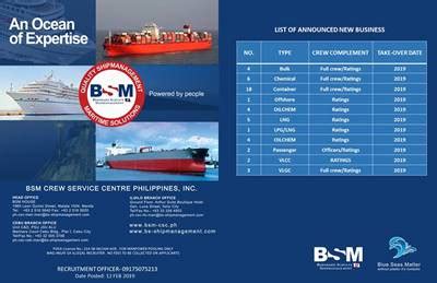 Crew for Bulk & Container Vessels (Philippino) .